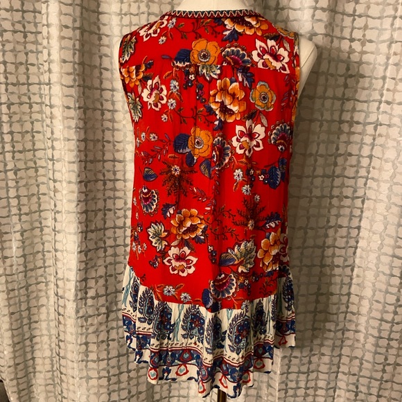 Patrons of Peace women’s Sleeveless High Low Peplum Floral Top Size Medium - Picture 3 of 10